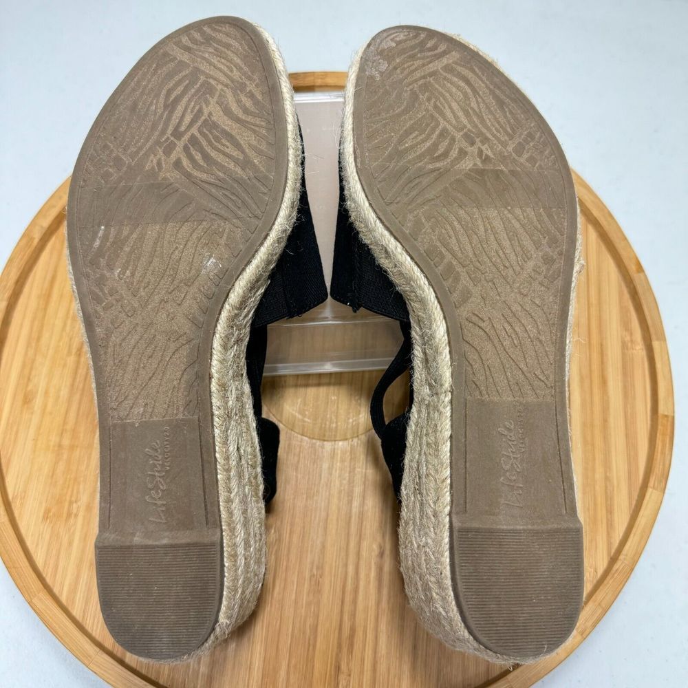 Black Espadrille Wedge Sandals - Picture 9 of 10